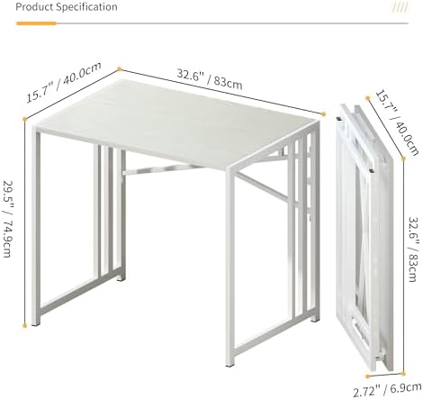 Lutown-Teen Small Folding Desk 32 inch, White - Image 3