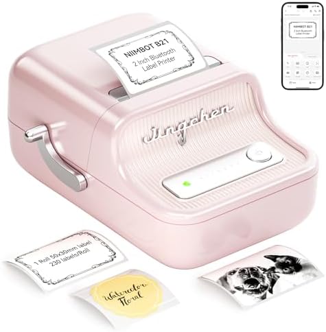 NIIMBOT B21 Label Maker, 2 Inch Bluetooth Thermal Label Printer, Pink by NIIMBOT%C2%AE