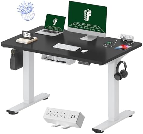 FLEXISPOT EN2 48"x30" Whole-Piece Standing Desk with Power Strip, Black by Unknown