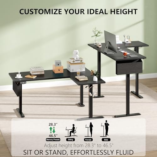 Korfile 63" L Shaped Standing Desk Height Adjustable Memory Presets - Image 4