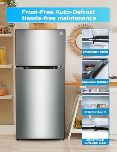 Commercial Cool 18 Cu. Ft. Top Mount Refrigerator with Freezer, 2-Door Refrigerator with Top Freezer and Adjustable Temperature Control, Ice Maker Ready, Energy Star Certified, Stainless Look - Image 5