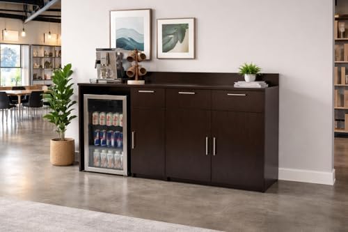 BREAKtime Office Coffee Station Cabinet with Mini Fridge Space & 2-Door Storage, Commercial-Grade, Fully Assembled, 72" W x 24" D x 36" H, Appliances Not Included, Espresso - Image 2