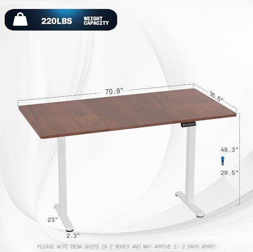 VIVO Dark Walnut 71 x 36 in Standing Desk, DESK-KIT-E2W7D-36 - Image 3