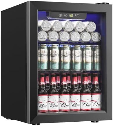Icyglee Mini Fridge 68 Can,1.7 Cu.Ft Beverage Refrigerator Cooler, Black by ICYGLEE