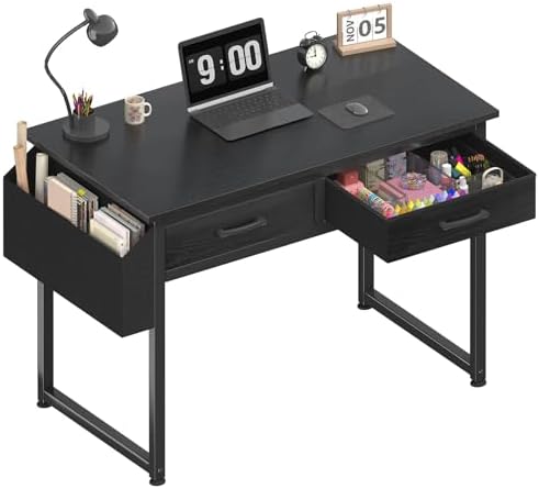 DLisiting 32 Inch Small Desk with Drawers, Black by Unknown