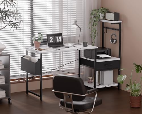 Pamray 50 Inch Small Gaming Computer Desk with Drawers and Shelves - Image 2