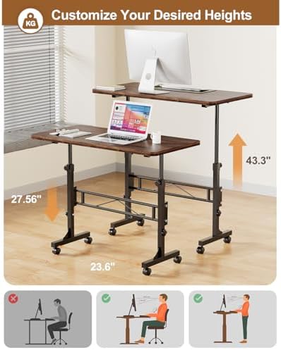 Small Standing Desk Adjustable Height,Mobile Stand Up Desk with Wheels - Image 3