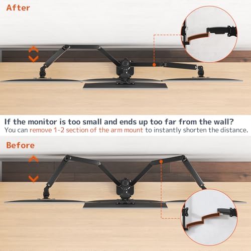 PUTORSEN Quad Monitor Mount for 49’’ Top and 27’’ Screens on Lower - Image 5