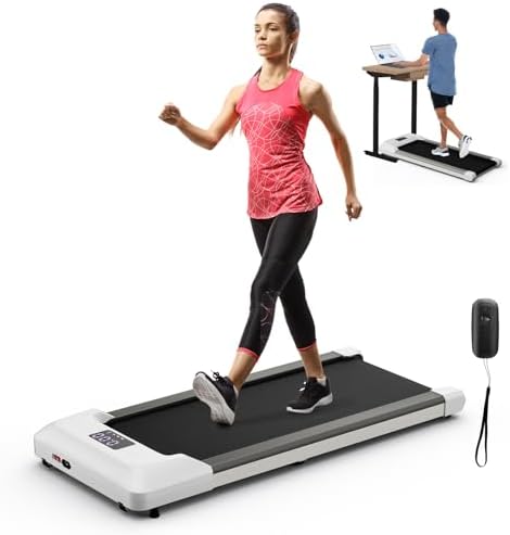 GYMAX Walking Pad, 2.25HP Under Desk Treadmill with LED Display, Remote Control & 7-Layer Belt, Compact Portable Jogging Running Machine for Home Office Small Space by GYMAX