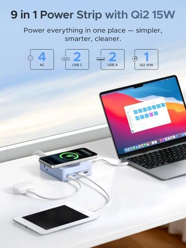 UGREEN 15W 8-Port Wireless Charger Power Strip with 5FT Extension Cord - Image 2