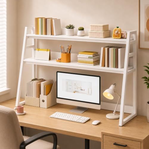 3 Tires Desktop Hutch Bookshelf, Desktop Bookshelf by Unknown