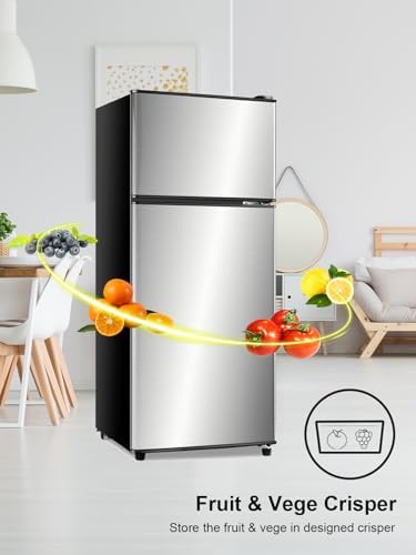 Refrigerator with Freezer 3.8 Cu.Ft Top-Freezer Compact frige Silver - Image 2