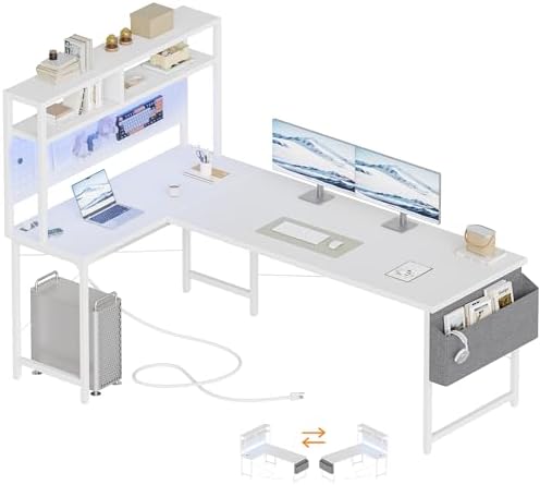 Mericonia 59 inch L Shaped Desk with Pegboard, Large Corner Gaming Desk by MERICONIA