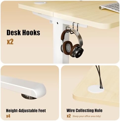 Small Standing Desk, 32"x24" Height Adjustable Sit-Stand, Home Office, Oak - Image 6