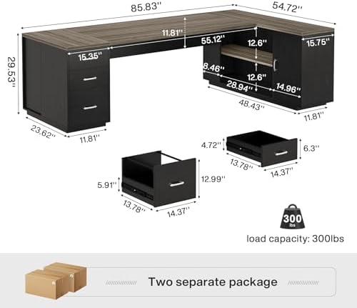 Tribesigns 85.8-Inch L-Shaped Executive Desk, Extra Large Home Office Desk - Image 2