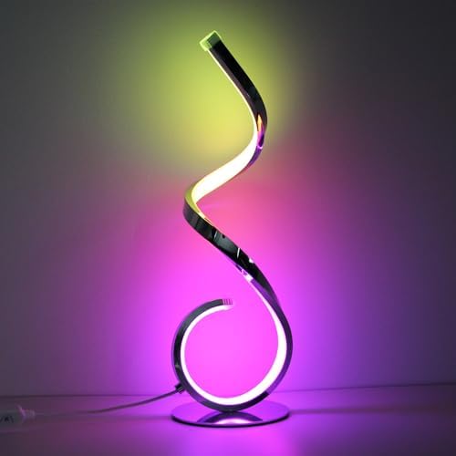 RGB Bedside Table Lamp, Dimmable Modern Lamp, Creative Spiral Colorful LED Table Lamp for Bedroom, Living Room, Office and Kid's Room - Image 3