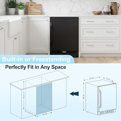 24 Inch Beverage Refrigerator–210 Can Large Capacity Beverage Fridge with French Door, Built-in or Freestanding Under Counter Outdoor Beverage Cooler with Reversible Door, Black - Image 7