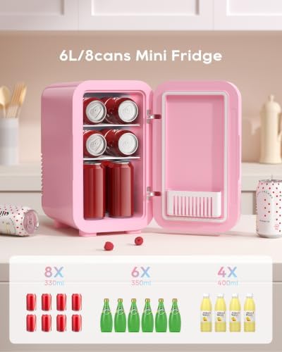 BEICHEN Mini Fridge, 6 Liter/8 Can Skincare Fridgefor Skin Care, Cosmetics - Image 4