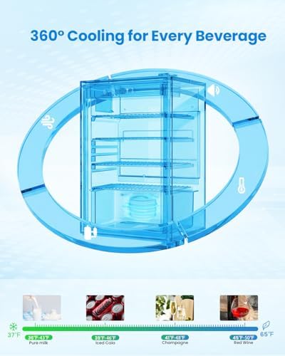 Feelfunn 4.5Cu.Ft Beverage Refrigerator 145Can Mini Fridge Glass Door Black - Image 3