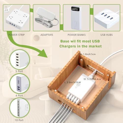 Pezin & Hulin Bamboo Charging Stations with 5 Port USB Charger & 5 Cables - Image 4