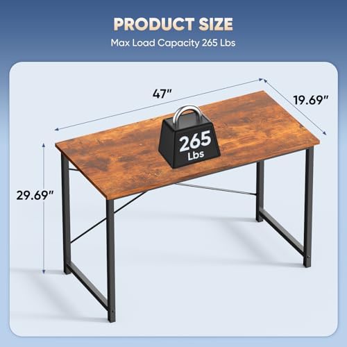 DUMOS 47 Inch Small Computer Desk, Gaming Desks for Home Office Bedroom - Image 3