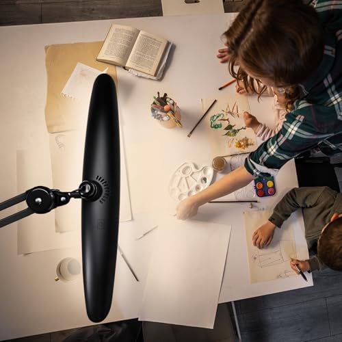 20" LED Desk Lamp with Clamp, 24W CCT Adjustable Dimmable Nail Light for Desk, 120 LEDs Metal Swivel Arm Daylight for for Nail Tech Task Home Office Reading Architect Craft, Black - Image 4