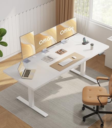 OffiGo 79 Inch Executive Electric Standing Desk Height Adjustable, White - Image 2