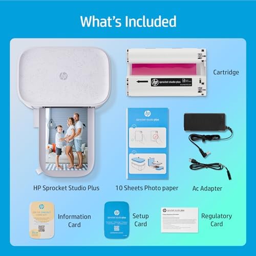 HP Sprocket Studio Plus 4x6 Wireless Instant Photo Printer, 10 Sheets + Cartridge, Wi-Fi, Premium Dye Sublimation, Compact Home Use, Prints Vibrant Color Pictures, Editing App for Creative Photos - Image 2