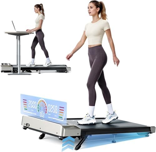 TOPUTURE Walking Pad with 10% Incline, 3.0HP Brushless Quiet Under Desk Treadmill, Portable Treadmills for Home/Office, Running Machine 300 lbs Capacity with RGB LED Screen, Remote Control/App Control by TOPUTURE
