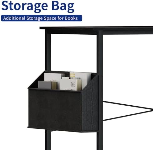 Pamray 47 Inch Computer Desk for Small Spaces with Storage Bag, Home Office Work Desk with Headphone Hook, Small Office Desk Study Writing Table - Image 6