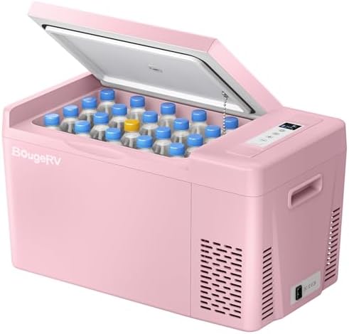 BougeRV 12v refrigerator 23 Quart, -8℉~50℉ Portable Freezer for Car, Pink by BougeRV