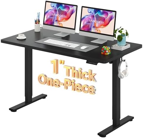 SANODESK One-Piece 1'' Thick Height Adjustable Standing Desk 55''x28'' by sanodesk