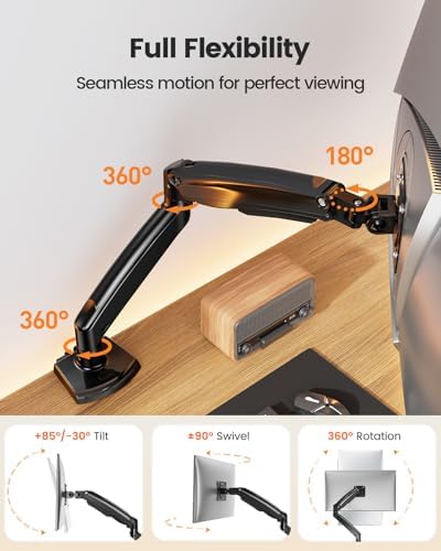 ErGear 17 to 49 inches Single Monitor Mount for Ultrawide Screens,Holds 26.5lbs,Heavy Duty Single Monitor Arm,Single Monitor Stand with Swivel,Tilt,Rotation for Home and Office,VESA 75/100mm - Image 3