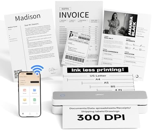 HPRT Portable Printer Wireless for Travel, Inkless Thermal Printer White by HPRT