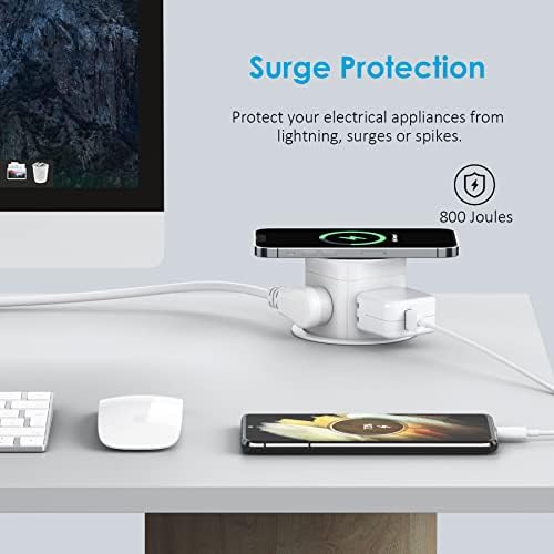 Jgstkcity Pop Up Outlet with 15W Wireless Charger,4 Outlets 15A, Splash Resistant,3 inch Desk Hole Power Grommet,Space Saver Outlet for Kitchen Countertop,Office Conference Table,ETL Listed - Image 3