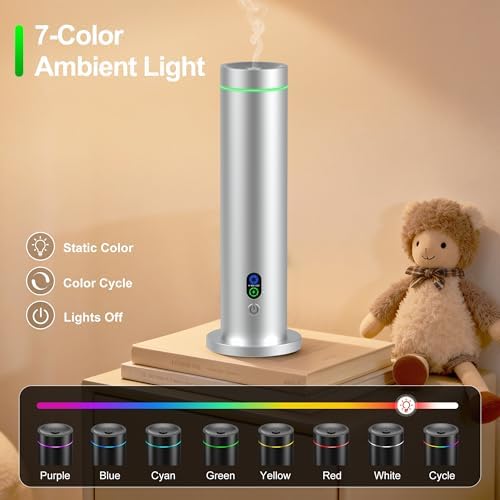Maromalife Waterless Diffuser, Essential Oil Diffuser, 1000 Sq.Ft Coverage Scent Diffuser – Plug-in Only, Adjustable Mist, Remote, Mood Lights for Home & Office, Large Room, Hotel, Silver - Image 5