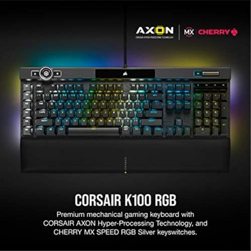 Corsair K100 RGB Mechanical Gaming Keyboard - Cherry MX Speed RGB Silver Keyswitches - PBT Double-Shot Keycaps - Elgato Stream Deck and iCUE Compatible - QWERTY NA Layout - Black - Image 2