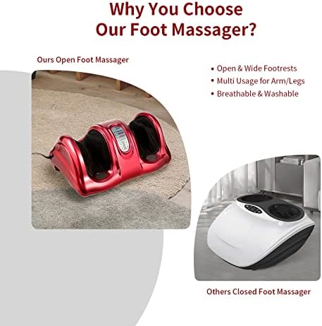GIANTEX Shiatsu Foot Massager Machine for Feet, Leg Calf Ankle, Nerve Pain Therapy Spa Gift Deep Kneading Rolling Massage, Electric Shiatsu Foot Massager w/Remote, 4 Modes, Red - Image 5