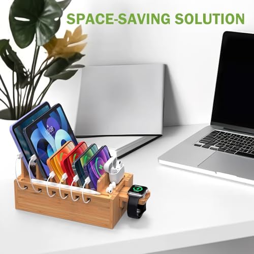 Pezin & Hulin Bamboo Charging Station with 5-Port USB & 5 Cables - Image 7