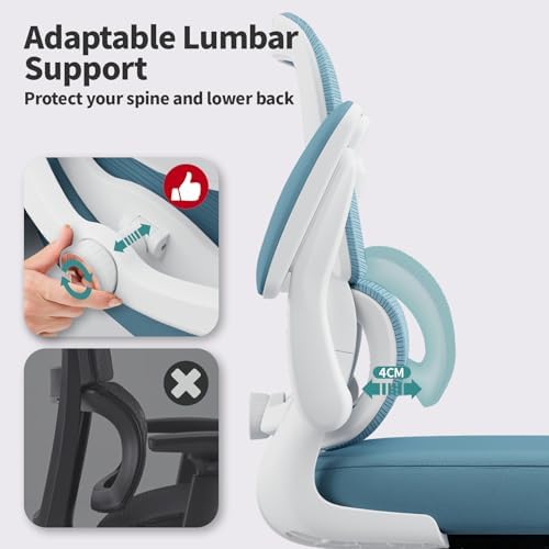 TRALT Office Chair - Ergonomic Desk Chair with Adjustable Lumbar Support, Mesh Computer Chair, Executive Chair for Home Office Comfortable Lumbar Support (1, Sky Blue) - Image 4