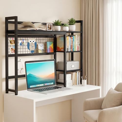 IBVIVIC Desktop Shelf, 38.5'' Desktop Organizer Shelf for Computer Monitor, 4 Tier Hutch Storage Rack for Home Office Dorm, Black - Image 2