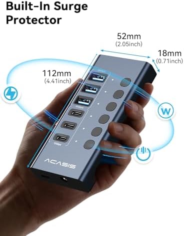 ACASIS 6 Ports Powered USB 3.2 Hub (3 USB-A 3.2 +3 USB-C 3.2), 10Gbps - Image 5
