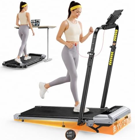 TOPUTURE Walking Pad Treadmill with 12% Incline, 6 in 1 Folding Treadmill with Adjustable Handle Bar for Home/Office, Under Desk Treadmills Portable Walking Pad with App, Remote Control & LED Display by TOPUTURE