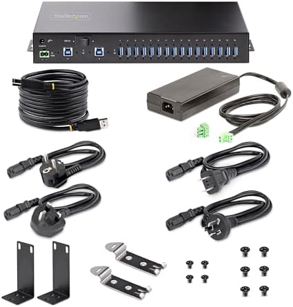 StarTech 16-Port Industrial USB Hub 5Gbps, Metal hub (S5G16AINDS-USB-A-HUB) by StarTech