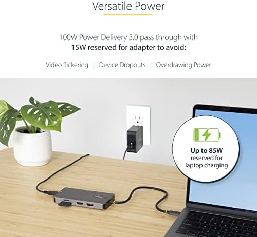 StarTech 8-in-1 USB-C Mini Dock, Dual 4K 60Hz HDMI, 5Gbps, GbE, SD, 100W - Image 3