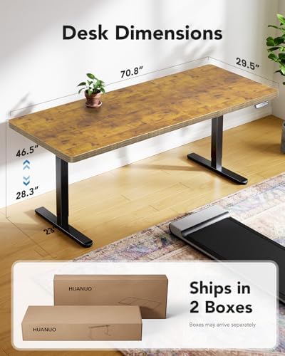 HUANUO 71 x 30 Inch Large Electric Standing Desk, Brushless Motor, Vintage - Image 3