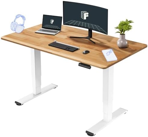 FLEXISPOT E6 Solid Wood Dual Motor 3-Stage Electric Standing Desk, 55 x 28 by Unknown