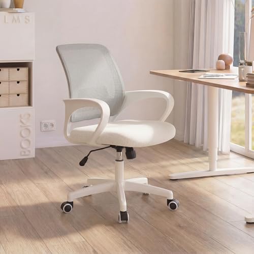 NEO CHAIR Home Office Desk Chair Ergonomic Mesh with Lumbar Support, Ivory - Image 6
