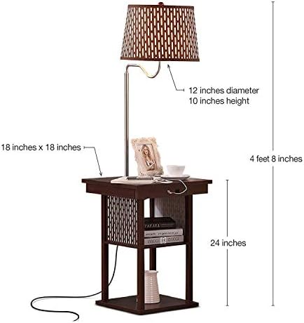 Brightech Madison Side Table with Lamp Combo with LED Bulb, Desk Lamp with USB Port, Bedside Reading Light, Modern End Table with Floor Lamp for Bedroom, Living Room, Office - Havana Brown - Image 3