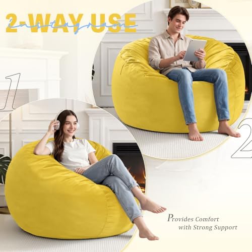 3FT Bean Bag Chairs for Adults,Beanbag Chair with Washable Cover - Image 3